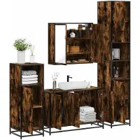 vidaXL Ensemble de meubles de salle de bain 4 pièces chêne fumé bois composite