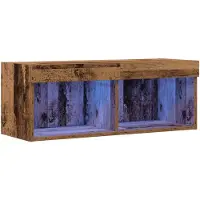 vidaXL Ensemble meuble TV avec éclairage LED, aspect bois ancien, 80 x 30 x 30 cm, aggloméré