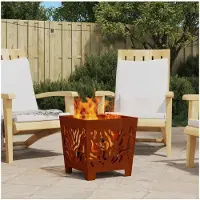 vidaXL Foyer marron 40 x 40 x 40 cm en acier résistant aux intempéries
