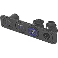 Pricenet Kit d'encastrement : Prise DIN + voltmètre + port USB 2x type A 4200mA