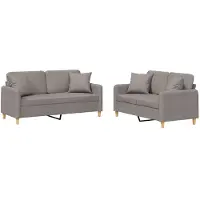 vidaXL Ensemble de canapés 2 pièces avec coussins Tissu Taupe