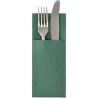 Papstar Pochettes à couverts Royal Collection, pliage intégré pour couverts, L 200 x H 82,5 mm, certifié FSC, papier tissu premium, vert foncé, 6 x 50 pièces