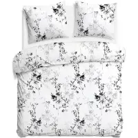Darymex Linge de lit, linge de lit en satin de coton, Satynlove 180x200 1558-1 Fleurs noires