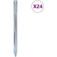 vidaXL Piquets de tente 24 pcs 30 cm Ø20 mm acier galvanisé
