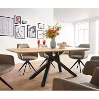 DELIFE Table à manger Edge Boot 200x100x2,5-3 chêne nature cadre croisé rectangle noir bord suisse