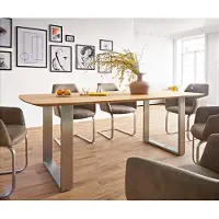 DELIFE Table à manger Edge Boot 200x100x2,5-3 chêne nature acier inoxydable mince bord suisse