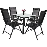 VCM Ensemble salon de jardin 5 pièces | groupe de salle à manger de groupe de sièges | 1xtable, 4x chaises | dimensions de table env. H. 76 x W. 80 x D. 80 cm | Ensemble de jardin – Chaises 80 MA