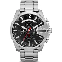 Diesel Montre à affichage analogique 'Mega Chief' rouge vif / noir / argent