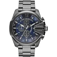 Diesel Montre à affichage analogique 'Mega Chief' bleu foncé / gris argenté