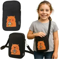 Lean Capybara Sac Bandoulière Sangle Ajustable Noir 20 X 14,5 Cm