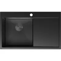 Mexen Exar évier en acier inoxydable 1 bac avec égouttoir gauche 780 x 480 mm, noir - 6433781010L-70