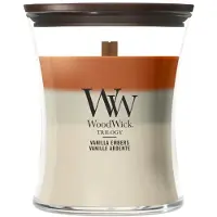 Woodwick Trilogy Vanilla Embers bougie parfumée avec mèche en bois 275 g