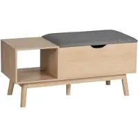 Wenko Banc d'entrée Edda avec coffre de rangement et niche ouverte - Gris et bois