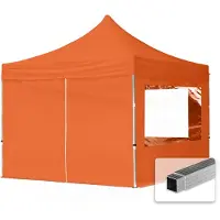 TOOLPORT 3x3 m Tonnelle pliante Alu, PES 700, côtés panoramiques, orange