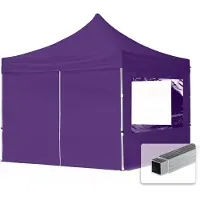 TOOLPORT 3x3 m Tonnelle pliante Alu, PES 700, côtés panoramiques, violet