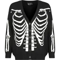 Hell Bunny Gilets & Ponchos Rockabilly de - Skeleton - Gilet - XS - 4XL - pour Femme - noir/blanc - Taille M