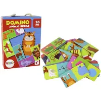 Lean Toys Jeu de logique Puzzle animaux dominos double face 10 cm x 5 cm 28 pièces.