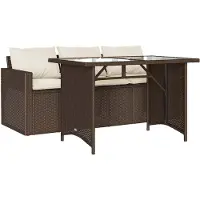 vidaXL Ensemble de jardin 2 pièces avec coussins Marron Poly rotin