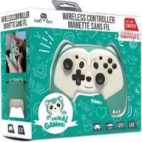 Freaks and Geeks Manette Gaming Switch sans fil pour enfant Edition Pandy Vert