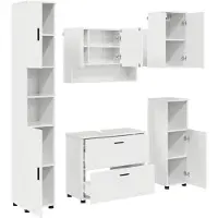 vidaXL Ensemble de meubles de salle de bain , 5 pièces, blanc brillant, 35 x 30 x 192 cm