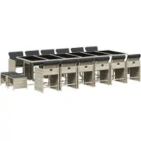 vidaXL Ensemble de jardin 17 pièces avec coussins gris clair Poly rotin