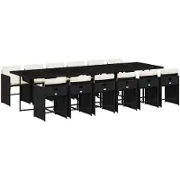 vidaXL Ensemble de jardin 13 pièces avec coussins Noir Poly Rattan