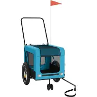 vidaXL Remorque pour vélo Chiens Bleu et Noir Tissu Oxford & Fer