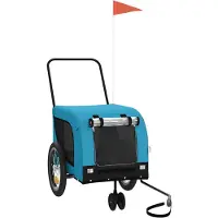 vidaXL Remorque pour vélo Chiens Bleu et Noir Tissu Oxford & Fer