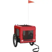 vidaXL Remorque pour vélo Chiens Rouge et Noir Tissu Oxford & Fer