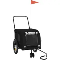 vidaXL Remorque pour vélo Chiens Noir Tissu Oxford et fer