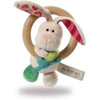 Nici Anneau De Préhension En Bois Lapin Tilli Avec Hochet Cloche