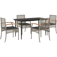 vidaXL Ensemble de jardin 5 pièces avec coussins Gris Poly rotin