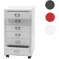 Mendler Caisson à roulettes HWC-L49, armoire à tiroirs acier armoire à dossiers, métal 75x40x41cm 6 tiroirs blanc