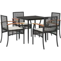vidaXL Ensemble de jardin 5 pièces avec coussins Noir Poly Rattan