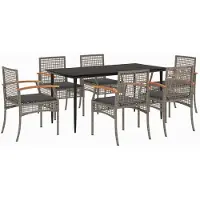 vidaXL Ensemble de jardin 7 pièces avec coussins Gris Poly rotin