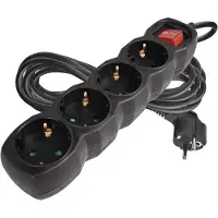 Emos multiprise 4x avec interrupteur, 5 m de câble 1,5 mm, noir, prises tournées à 45°, Schuko avec protection renforcée contre les contacts accidentels, pour l'intérieur, PC1425R