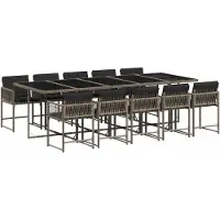 vidaXL Ensemble de jardin 11 pièces avec coussins Gris Poly rotin