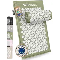 BrellaVio Tapis d'ongles avec coussin d'ongles - Vert - 74x44 cm - Tapis d'acupression - Lit d'ongles - Coussin d'acupuncture - Massage Shakti