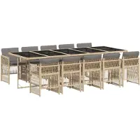 vidaXL Salon de jardin 11 pièces avec coussins Mélange beige Poly rotin