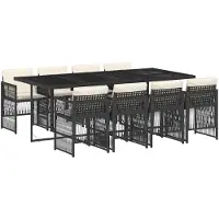 vidaXL Salon de jardin 9 pièces avec coussins noir poly rotin