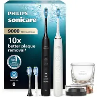 Philips Sonicare DiamondClen 9000 Brosse à dents électrique Lot de 2 Black/White Nouveau