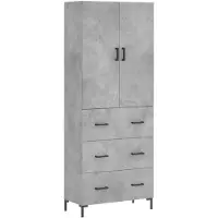 vidaXL Highboard gris béton 69,5x34x180 cm Bois composite