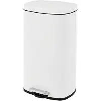 Songmics Poubelle de cuisine, 30l, Seau Interne en plastique, Couvercle à charnière, Fermeture Souple, Blanc