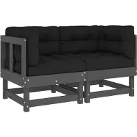vidaXL Canapé d'angle avec coussins 2 pcs. Gris Pin massif