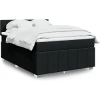 vidaXL Lit boxspring avec matelas noir 140x200 cm Tissu