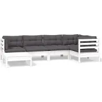vidaXL Ensemble salon de jardin 6 pièces avec coussins blanc pin massif