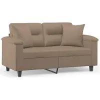 vidaXL Canapé 2 places avec oreillers cappuccino 120 cm similicuir