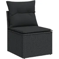 vidaXL Ensemble de salon de jardin 5 pièces avec coussins noir poly rotin
