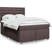 vidaXL Lit boxspring avec matelas brun foncé 160x200 cm Tissu