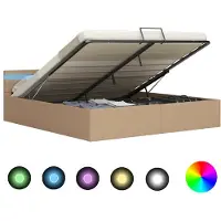 vidaXL Cadre de lit à rangement hydraulique et LED 160x200 cm